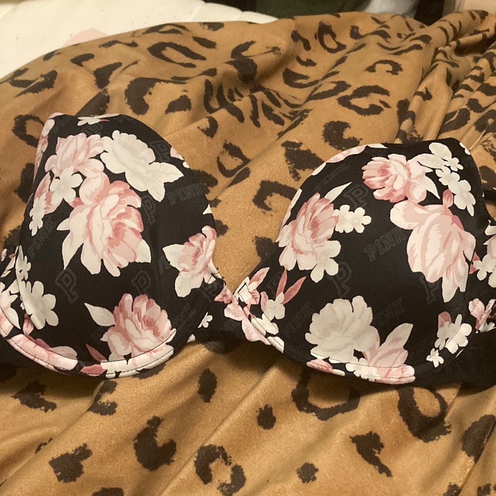 Pink floral bra